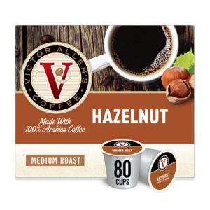 Victor Allen s Coffee Hazelnut Blend, Flavored Medium Roast, 80 Count Single Serve Coffee Pods for Keurig K-Cup Brewers
