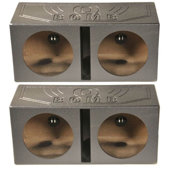 15V Dual 15 Vented Port Subwoofer Sub Box w/ Bedliner Spray (2 Pack)