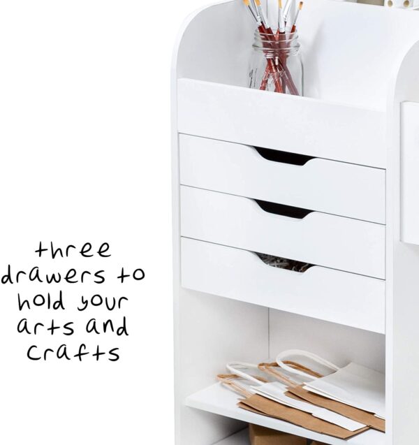 Rolling Craft Storage Cart, White - Image 5