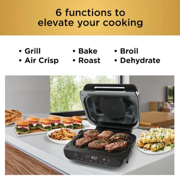 FG551  Smart XL 6-in-1 Indoor Grill with Air Fry, Roast, Bake, Broil   Dehydrate, Smart Thermometer, Black/Silver - Image 4