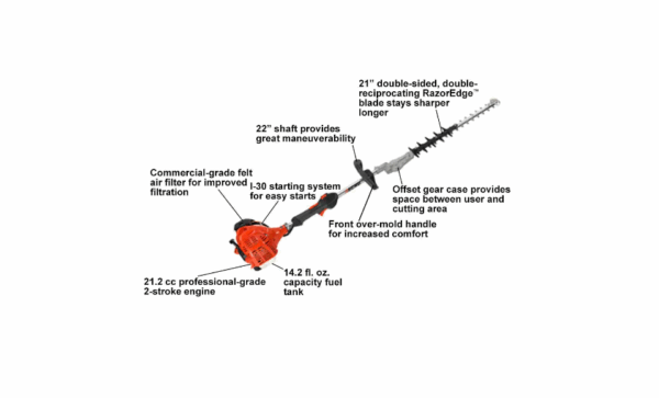 Echo SHC-225S 21 in. 21.2 cc Gas 2-Stroke Cycle Hedge Trimmer - Image 2