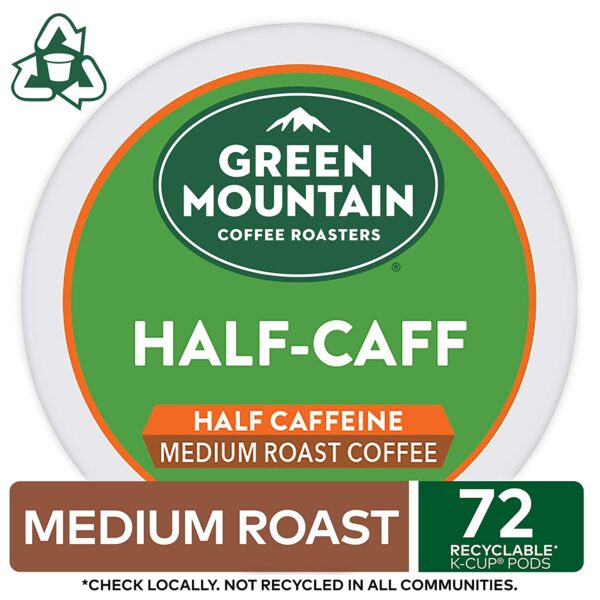 Green Mountain Coffee Roasters Half Caff, Single-Serve Keurig K-Cup Pods, Medium Roast Coffee, 72 Count - Image 2