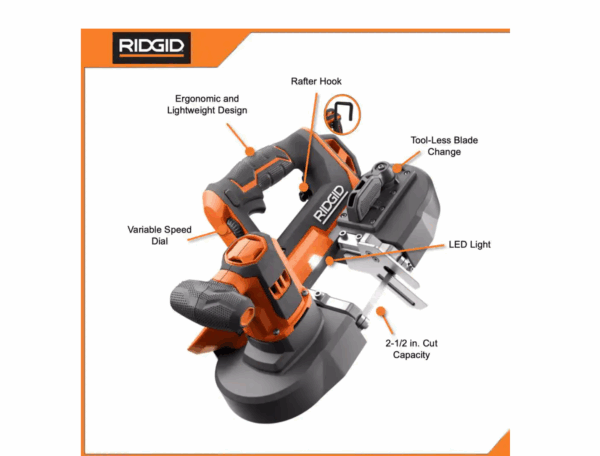 R87547B-R8604B 18V Cordless 2-Tool Combo Kit with SubCompact Brushless 3 in. Multi-Material Saw and Compact Band Saw (Tools Only) - Image 3