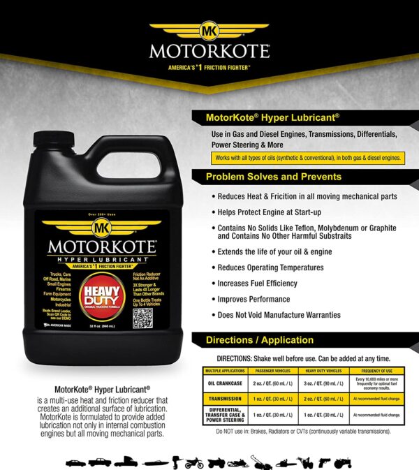 MK-HL32-06 Heavy Duty Hyper Lubricant Engine Treatment, 32-Ounce, Single, Black - Image 3
