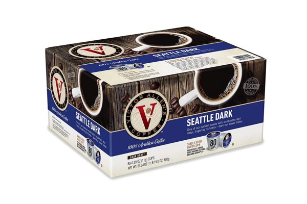 Victor Allen s FG016441 coffee Seattle Blend, Dark Roast, 80Count Single Serve Coffee Pods for Keurig K Cup Brewers, Seattle Dark, 80Count - Image 2