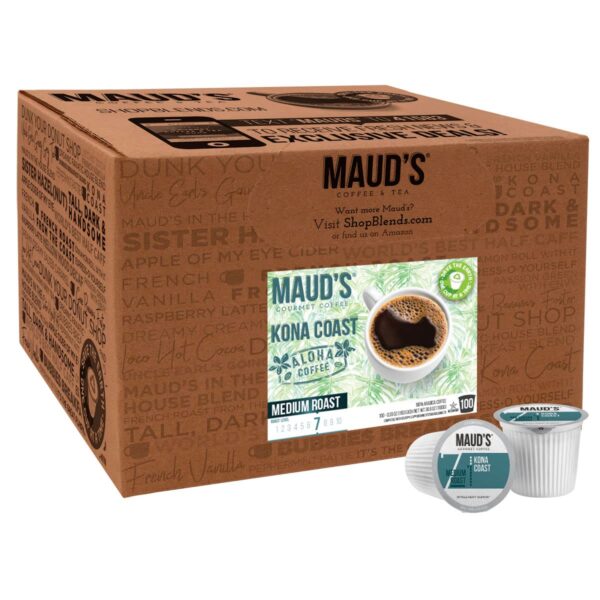 Maud s Kona Coffee Blend (Kona Coast), 100ct. Solar Energy Produced Recyclable Single Serve Medium Dark Roast Kona Coffee Pods ?C 100% Arabica Coffee California Roasted, Kona K Cup Compatible - Image 2