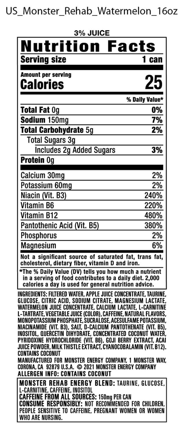 Rehab Monster Energy Watermelon + Energy 15.5oz (Pack of 24) - Image 3