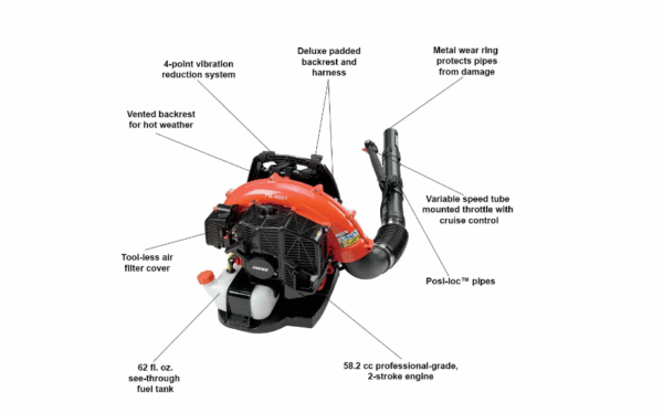 PB-580T 216 MPH 517 CFM 58.2cc Gas 2-Stroke Cycle Backpack Leaf Blower with Tube Throttle - Image 2