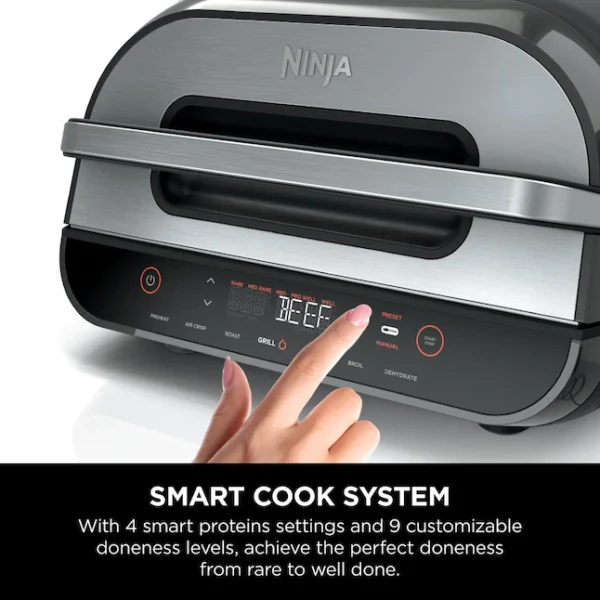 FG551  Smart XL 6-in-1 Indoor Grill with Air Fry, Roast, Bake, Broil   Dehydrate, Smart Thermometer, Black/Silver - Image 5