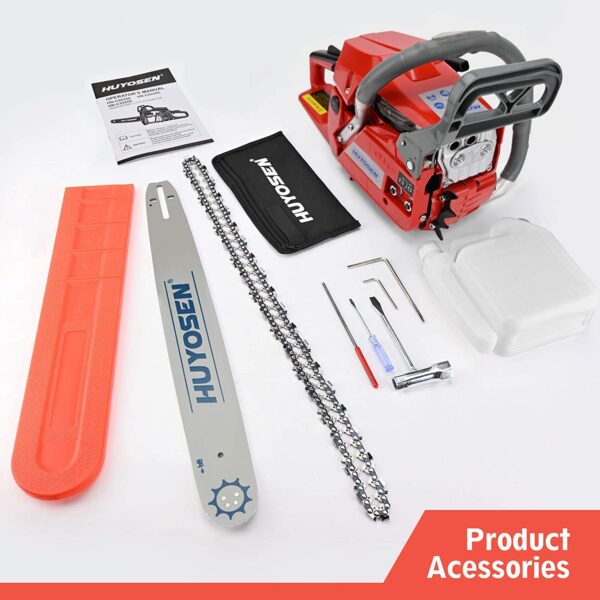 HUYOSEN 62CC 2-Cycle Gas Powered Chainsaw, 20-Inch Cordless Handheld Gasoline Chain Saws - Image 6