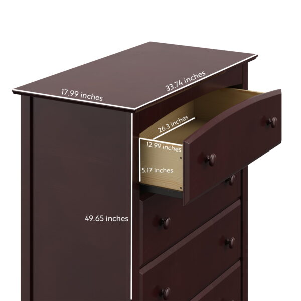 Kenton 5 Drawer Modern Vertical Dresser Espresso - Image 7