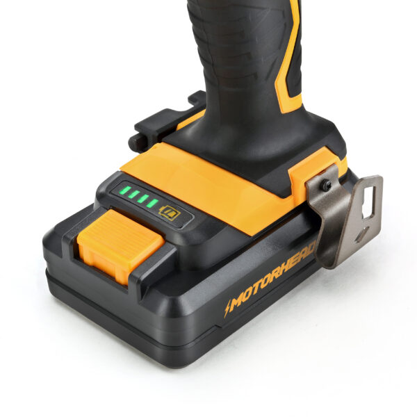 MOTORHEAD 20V ULTRA Cordless Impact Driver Kit, Lithium-Ion, ?? All-Metal Hex Chuck, Tri-Beam LED, Variable Speed Trigger, 2Ah Battery   Quick Charger, Bag, 16 Accessory Bits, 3 Nut Drivers, USA-Based - Image 4