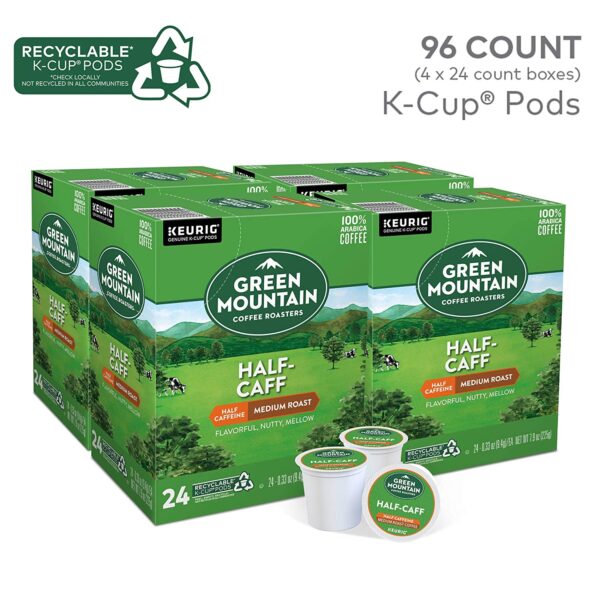 Green Mountain Coffee Roasters Half Caff, Single-Serve Keurig K-Cup Pods, Medium Roast Coffee, 96 Count - Image 3