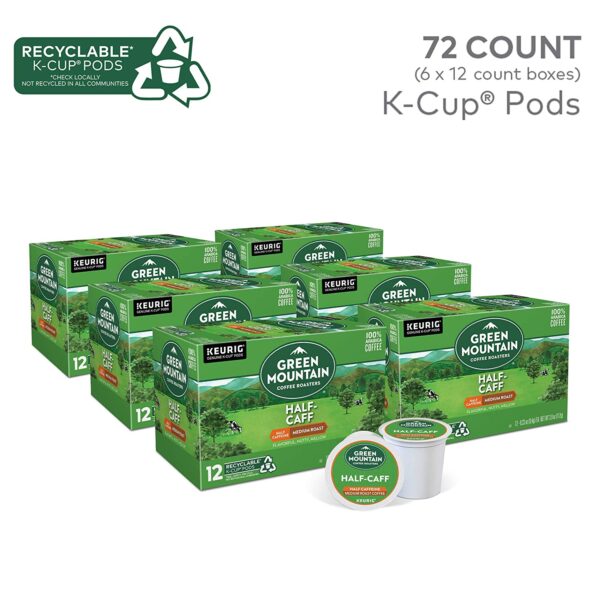Green Mountain Coffee Roasters Half Caff, Single-Serve Keurig K-Cup Pods, Medium Roast Coffee, 72 Count - Image 3