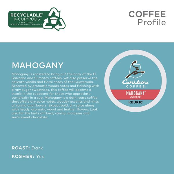 Caribou Coffee Mahogany, Single-Serve Keurig K-Cup Pods, Dark Roast Coffee, 96 Count - Image 4