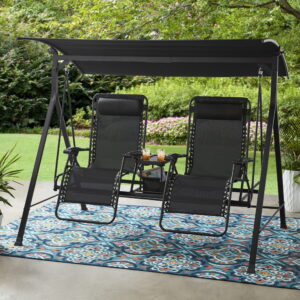 Zero-Gravity Steel Porch Swing, Black