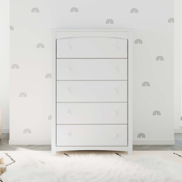 Kenton 5 Drawer Modern Vertical Dresser White - Image 2