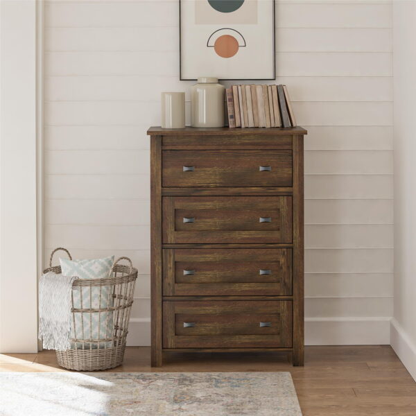 Woven Paths Scandi Farmhouse 4 Drawer Dresser, Rustic - Image 2