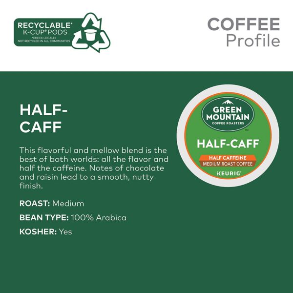 Green Mountain Coffee Roasters Half Caff, Single-Serve Keurig K-Cup Pods, Medium Roast Coffee, 96 Count - Image 4