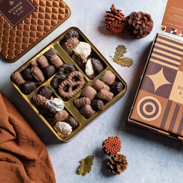 BONNIE AND POP Chocolate Gift Basket, Food Gifts Arrangement Platter, Gourmet Snack Box - Image 4