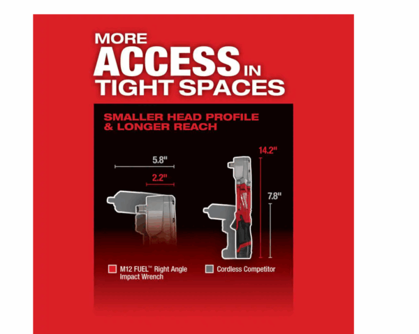 2565-20 M12  12V Lithium-Ion Brushless Cordless 1/2 in. Right Angle Impact Wrench (Tool-Only) - Image 5