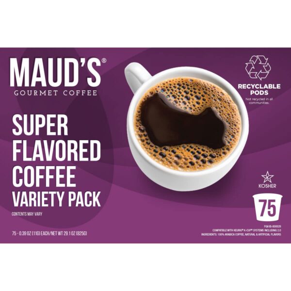 Maud s Super Flavored Coffee Variety Pack, 80ct. Solar Energy Produced Recyclable Single Serve Flavored Coffee Pods Jam-Packed with 16 Flavors   100% Arabica Coffee California Roasted, KCup Compatible - Image 4