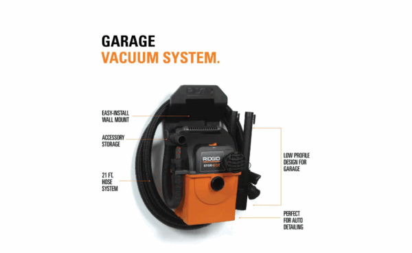 WD5500 5 Gal. 5.0-Peak HP Portable Wall-Mountable Wet/Dry Shop Vacuum with Filter, Hose and Accessories - Image 4