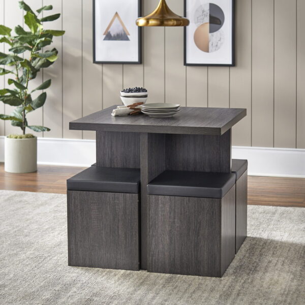 5-Piece Dining Set with Storage Ottoman - Image 2
