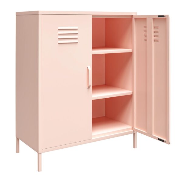 Shadwick 2 Door Metal Locker Style Storage Accent Cabinet, Pink - Image 8