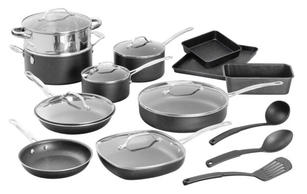 Granite Stone Pots and Pans Set 20 Piece Complete Cookware Bakeware Set Nonstick Dishwasher Oven Safe Black - Image 6