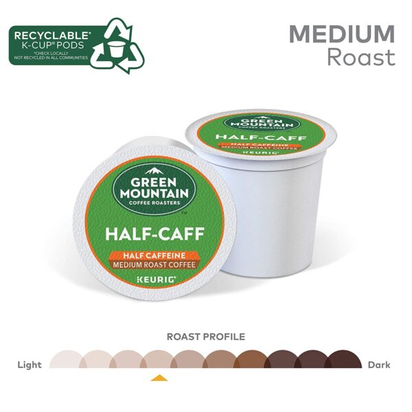 Green Mountain Coffee Roasters Half Caff, Single-Serve Keurig K-Cup Pods, Medium Roast Coffee, 72 Count - Image 5