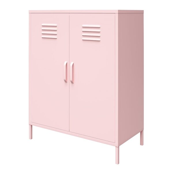 Novogratz Cache 2 Door Metal Locker Style Storage Accent Cabinet, Bashful Pink - Image 9