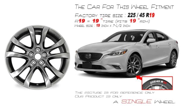 19  19 7.5  Automotive Rim New Single Wheel for Mazda 6 2014   2017 Dark Hyper Silver OEM Quality Replacement - Image 2