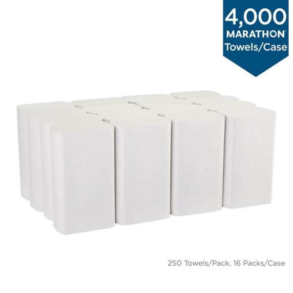 Marathon Multifold 1-Ply Paper Towels, 9.2  x 9.4 , White (250 towels/pk., 16 pks./case) - Image 6