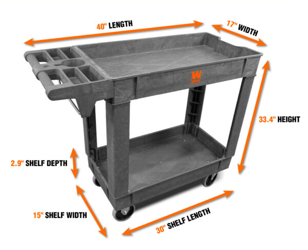 WEN Products 500   Pound Capacity 40 by 17   Inch Two   Shelf Service Utility Cart - Image 2
