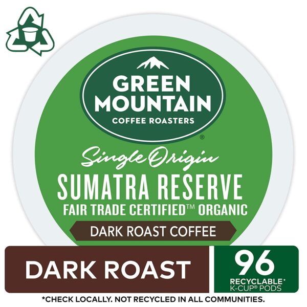 Green Mountain Coffee Roasters Sumatra Reserve, Single-Serve Keurig K-Cup Pods, Dark Roast Coffee, 96 Count - Image 8