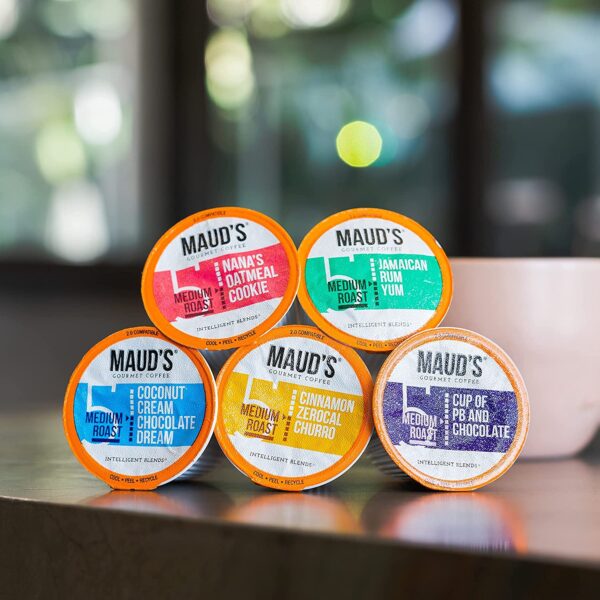 Maud s Super Flavored Coffee Variety Pack, 80ct. Solar Energy Produced Recyclable Single Serve Flavored Coffee Pods Jam-Packed with 16 Flavors   100% Arabica Coffee California Roasted, KCup Compatible - Image 6
