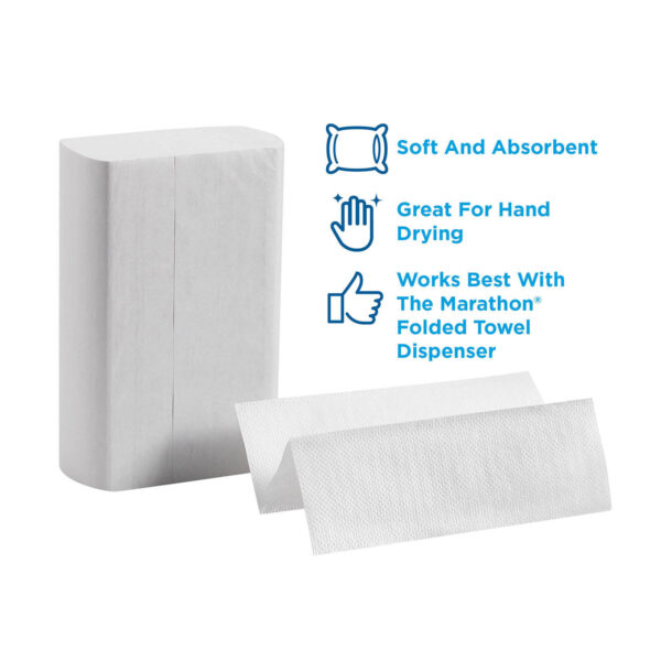 Marathon Multifold 1-Ply Paper Towels, 9.2  x 9.4 , White (250 towels/pk., 16 pks./case) - Image 5