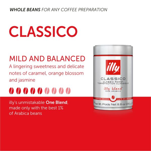 illy Whole Bean Coffee   Perfectly Roasted Whole Coffee Beans ?C Classico Medium Roast   with Notes of Caramel, Orange Blossom   Jasmine   100% Arabica Coffee   No Preservatives ?C 8.8 Ounce, 6 Pack - Image 3