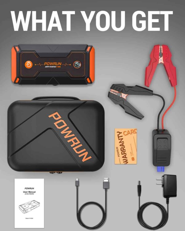 Powrun P-ONE Jump Starter, 2000A Portable Jump Box   Car Jump Starter Battery Pack - Image 2