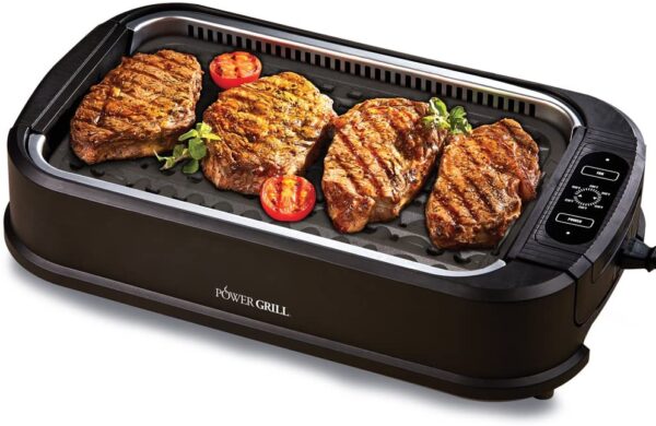 Smokeless Electric Indoor Removable Grill and Griddle Plates, Nonstick Cooking Surfaces, Glass Lid, 1500 Watt, 21X 15.4X 8.1, black - Image 2