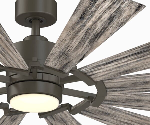 Kindred 60-in Matte Greige Color-changing LED Indoor/Outdoor Ceiling Fan with Light Remote (12-Blade) - Image 3