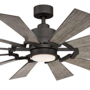 Kindred 60-in Matte Greige Color-changing LED Indoor/Outdoor Ceiling Fan with Light Remote (12-Blade)