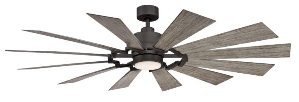 Kindred 60-in Matte Greige Color-changing LED Indoor/Outdoor Ceiling Fan with Light Remote (12-Blade)