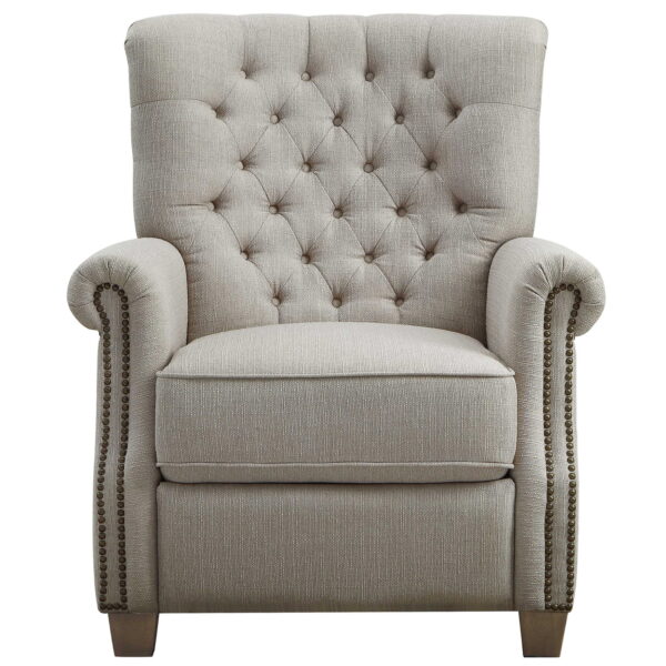 Tufted Push Back Recliner, Gray Fabric Upholstery - Image 3