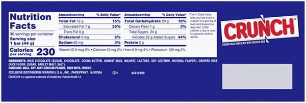 Crunch 100% Real Milk Chocolate Candy Bars, Full Size 1.55 oz (36 Count) - Image 9