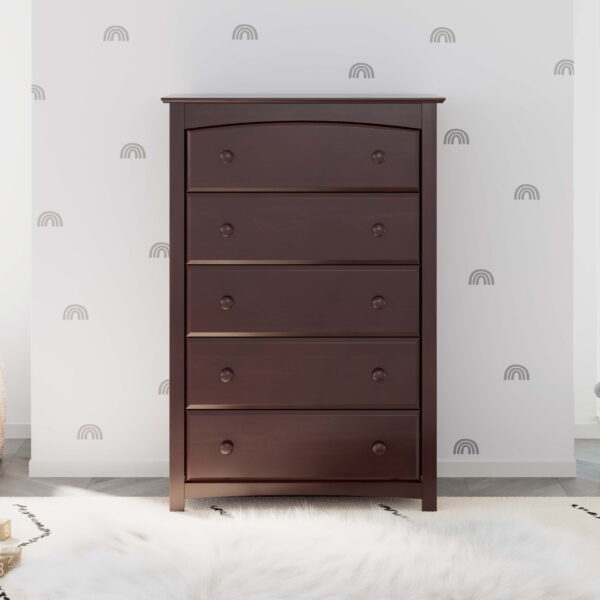Kenton 5 Drawer Modern Vertical Dresser Espresso - Image 2