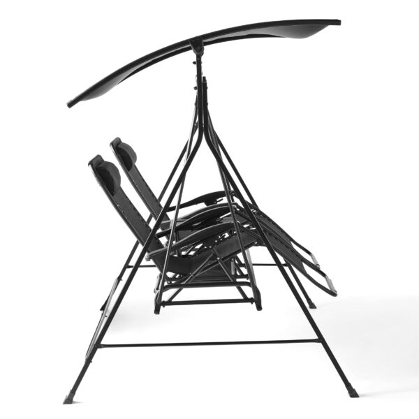 Zero-Gravity Steel Porch Swing, Black - Image 8