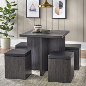 5-Piece Dining Set with Storage Ottoman