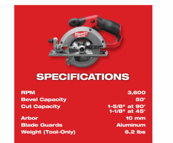 2530-20 M12  12-Volt Lithium-Ion Brushless Cordless 5-3/8 in. Circular Saw (Tool-Only) w/ 16T Carbide-Tipped Metal Saw Blade - Image 8